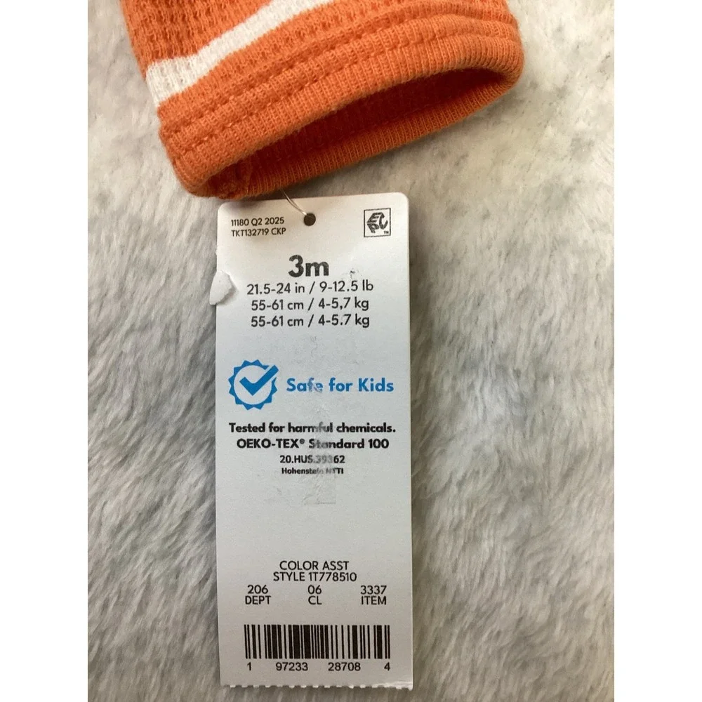 Carters Just One You Orange Pumpkin Striped Waffle Sleep and‎ Play 3M 1T778510